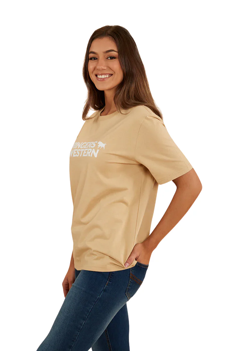 Ringers Western Womens Somerset Loose Fit S/S Tee (222149RW) Dark Sand - Image 2