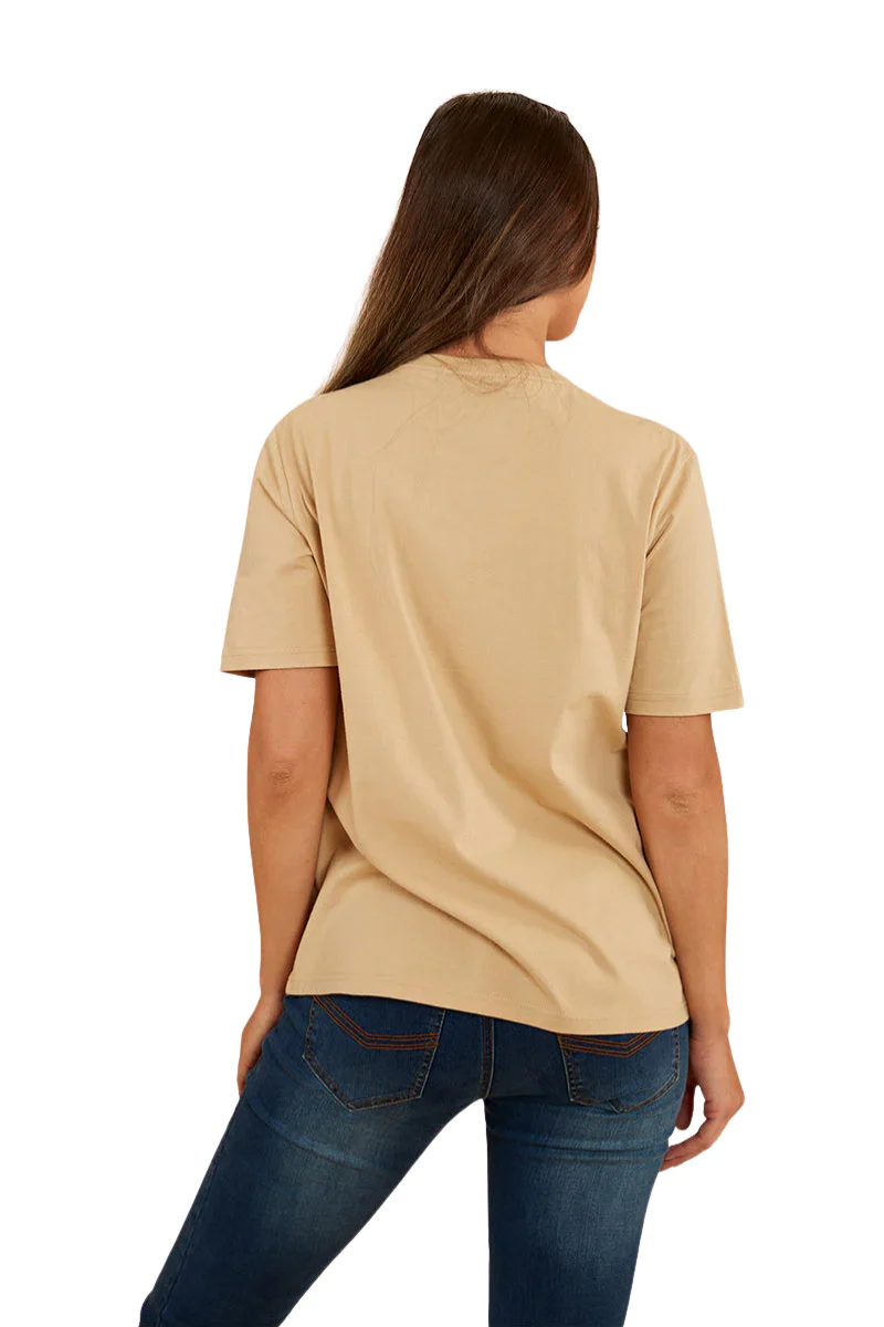 Ringers Western Womens Somerset Loose Fit S/S Tee (222149RW) Dark Sand - Image 3