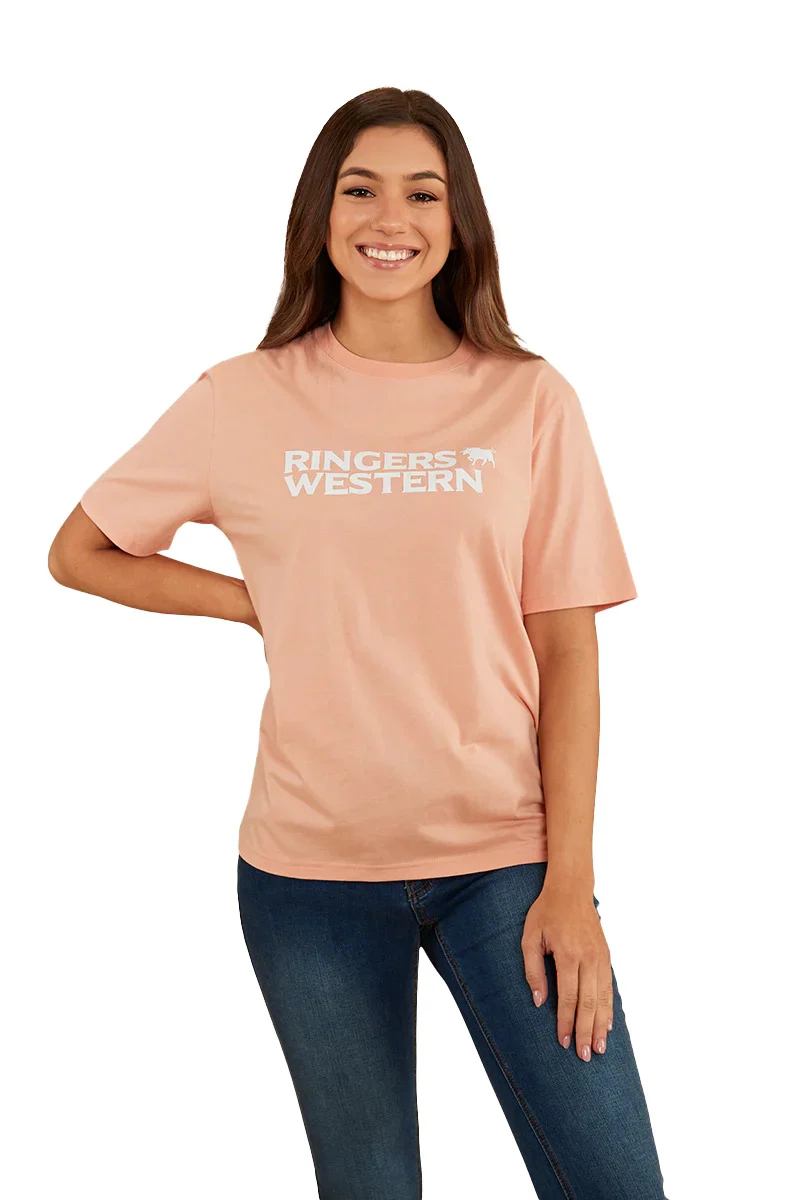 Ringers Western Womens Somerset Loose Fit S/S Tee (222149RW) Peach  [GD] - Image 2