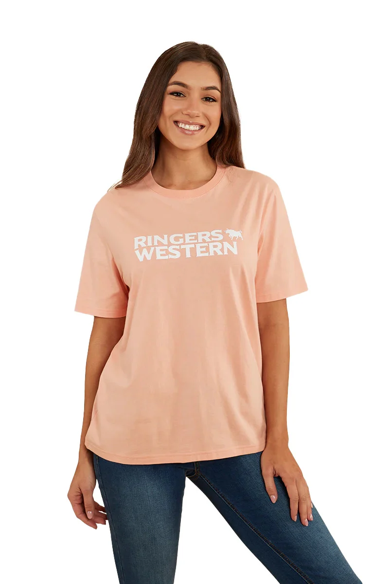 Ringers Western Womens Somerset Loose Fit S/S Tee (222149RW) Peach  [GD] - Image 7