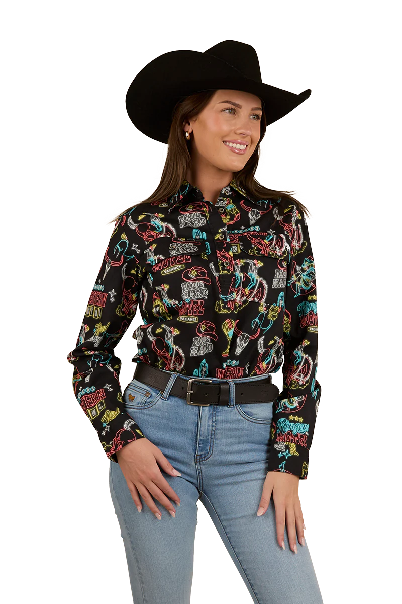 Ringers Western Womens The Dyno Limited Edition Full Button L/S Shirt (224105RW) Black/Multi - Image 3