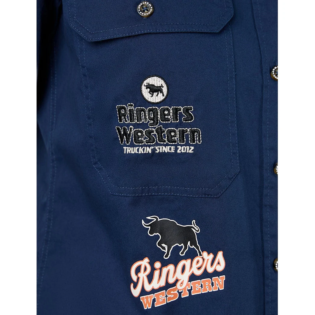 Ringers Western Womens Trail Blazer Full Button L/S Work Shirt (225073RW) Navy - Image 6