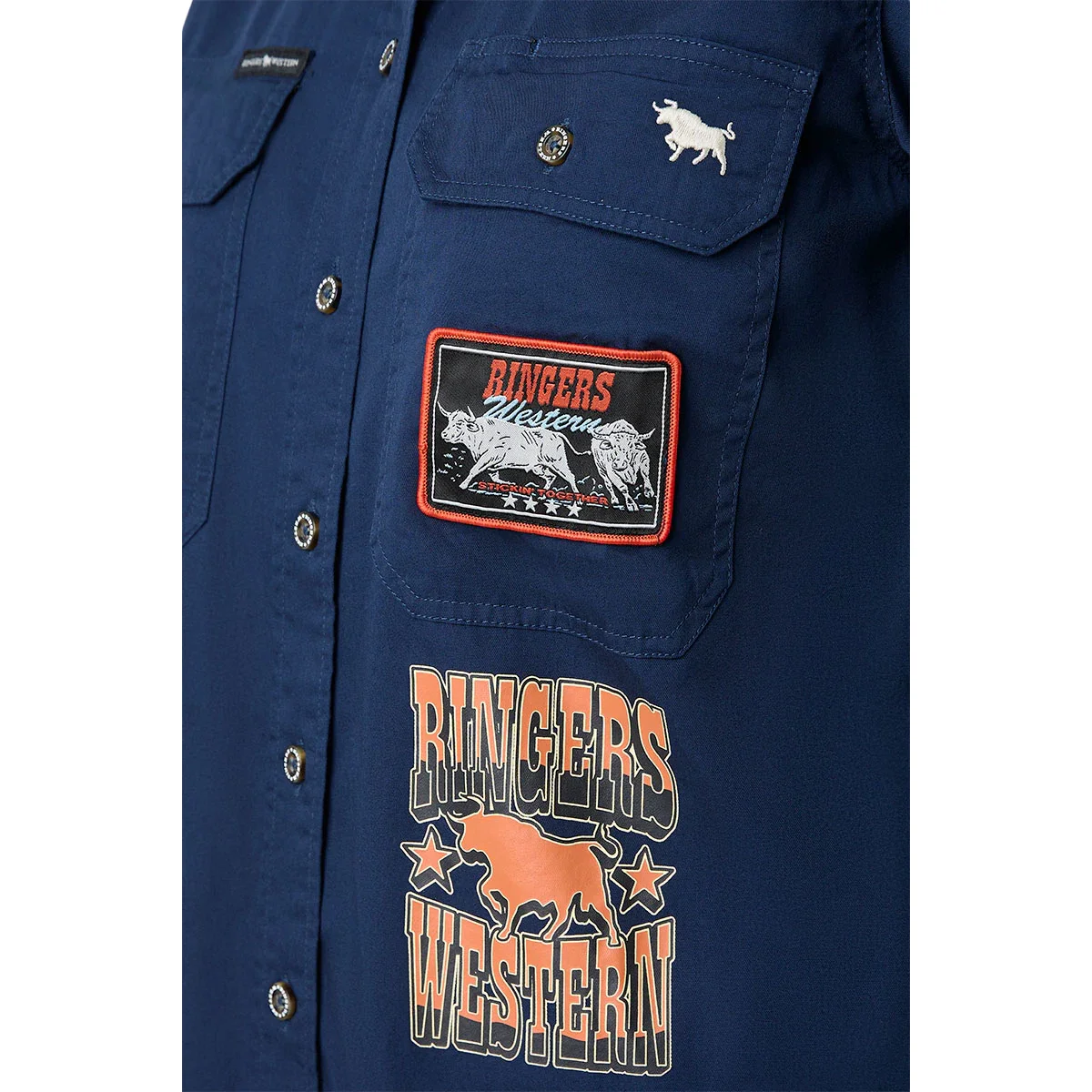 Ringers Western Womens Trail Blazer Full Button L/S Work Shirt (225073RW) Navy - Image 7