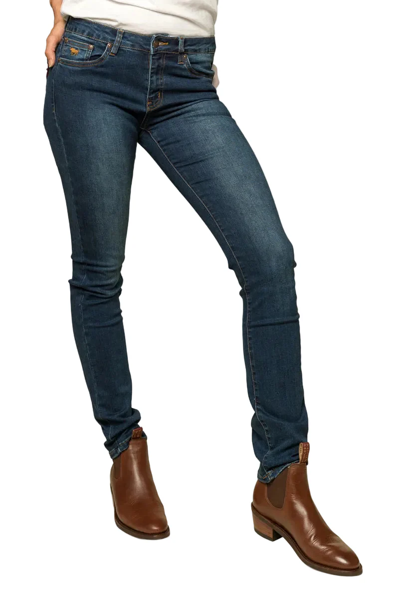 Ringers Western Womens Victoria Mid Rise Straight Leg (217108002) Classic Blue