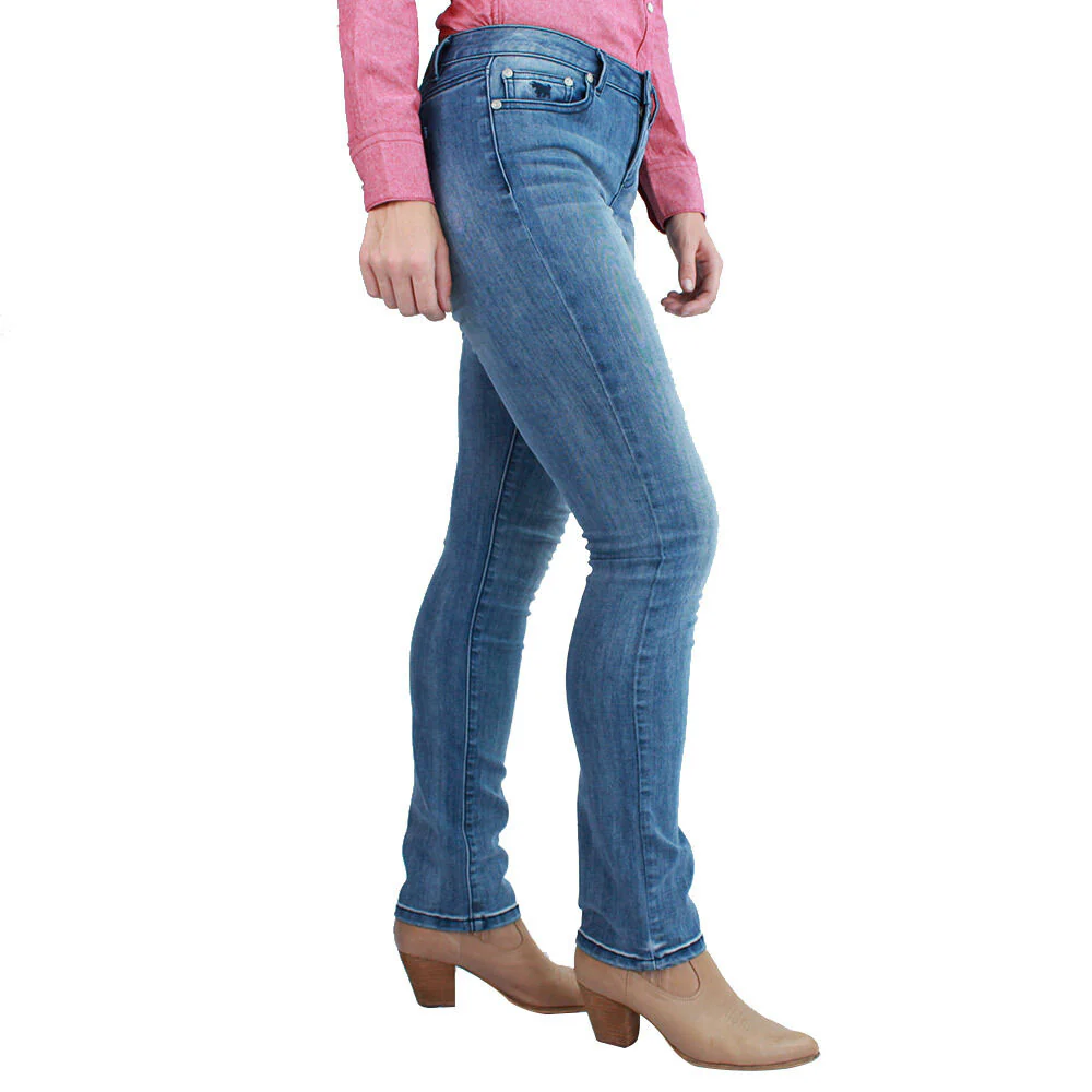 Ringers Western Womens Victoria Mid Rise Straight Leg (217108002) Light Blue - Image 2