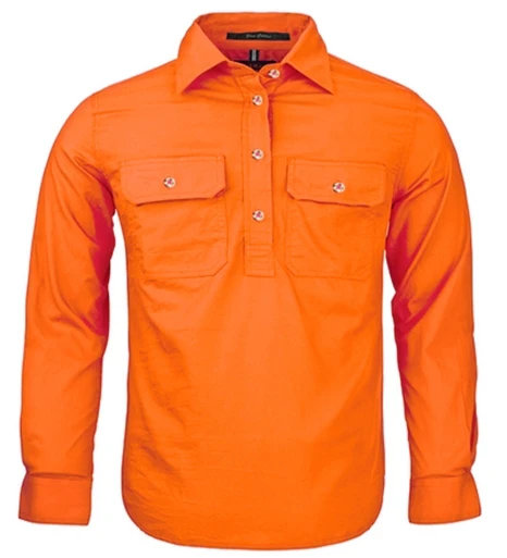 Ritemate Childrens Pilbara Closed Front Shirt (RM400CF) Tangerine - Image 3