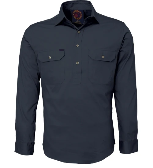 Ritemate Mens Closed Front Heavy Weight L/S Work Shirt (RM100CF) Bottle - Image 5
