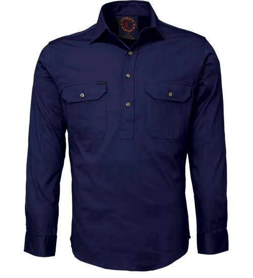 Ritemate Mens Closed Front Heavy Weight L/S Work Shirt (RM100CF) Navy - Image 3