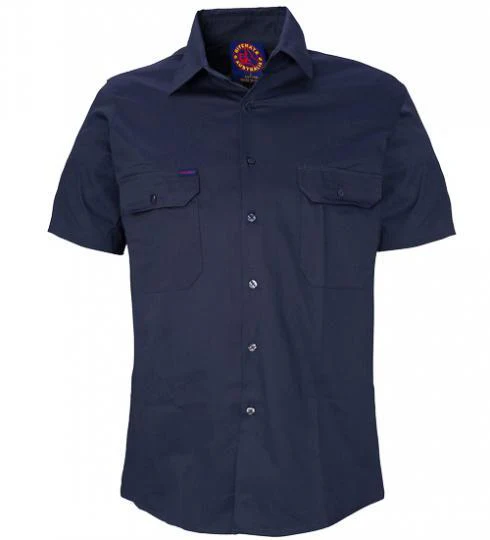 Ritemate Mens Open Front Heavy Weight S/S Work Shirt (RM1000S) Khaki - Image 3