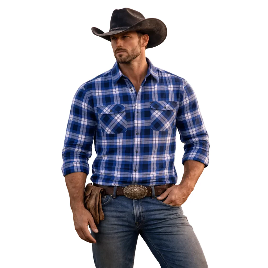 Ritemate Mens Pilbara Open Front L/S Flannelette Shirt (RM123FOF) Royal/Navy/White
