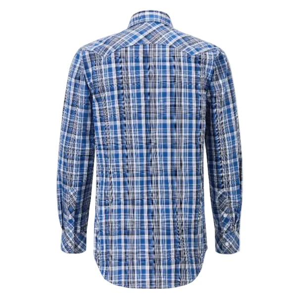 Ritemate Mens Pilbara Western Snap Button L/S Shirt (RMPW009) Blue/Black/White - Image 2