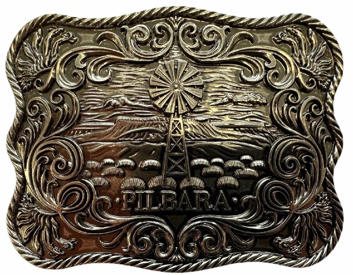 Ritemate Unisex Pilbara Western Rodeo Buckle Navajo Leather Belt (RMPW006) Tan - Image 2