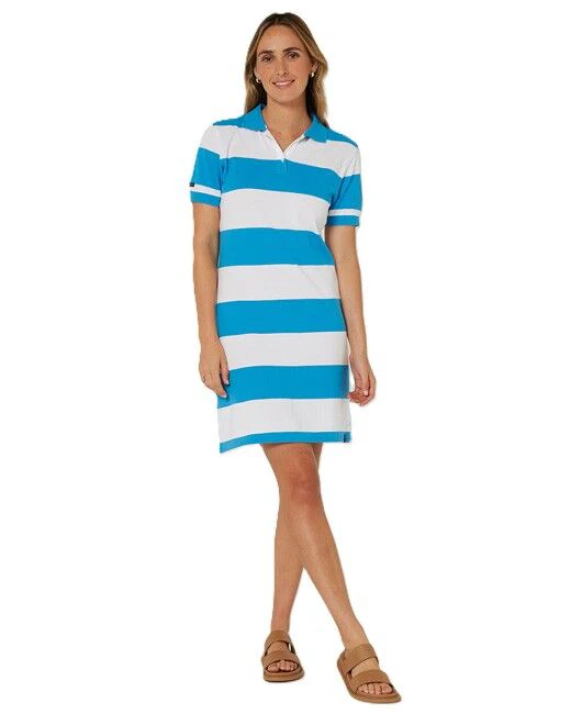 Ritemate Womens Pilbara Madeline Classic Polo Dress (RMPC130) Cornflower/White - Image 3