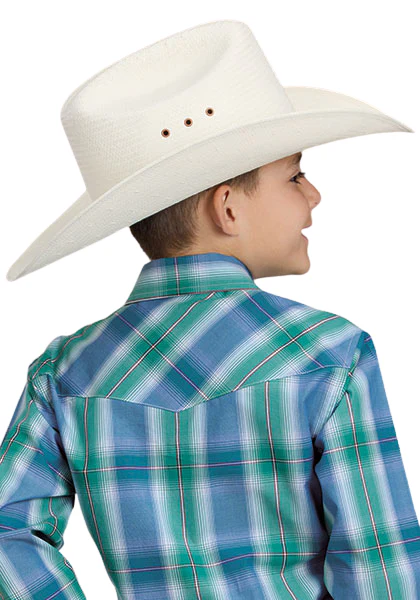 Roper Boys Amarillo Collection L/S Shirt (30278317) Plaid Blue - Image 2