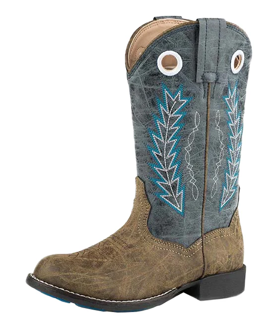 Roper Childrens Hole in the Wall Western Boots (18222001) Brown/Blue - Image 3