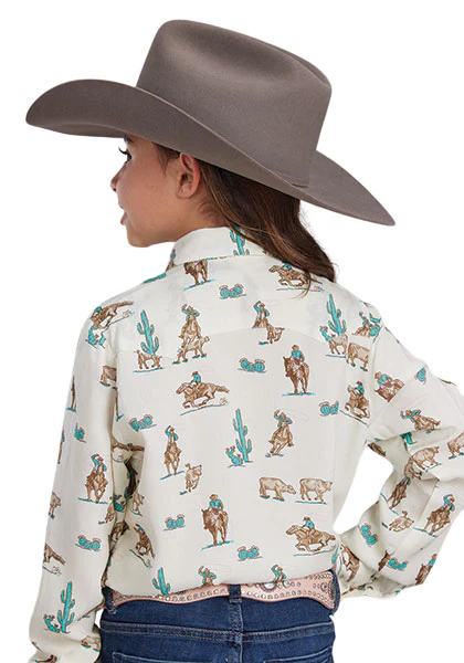 Roper Girls Five Star Collection L/S Shirt (80590100) Print White [SD] - Image 2