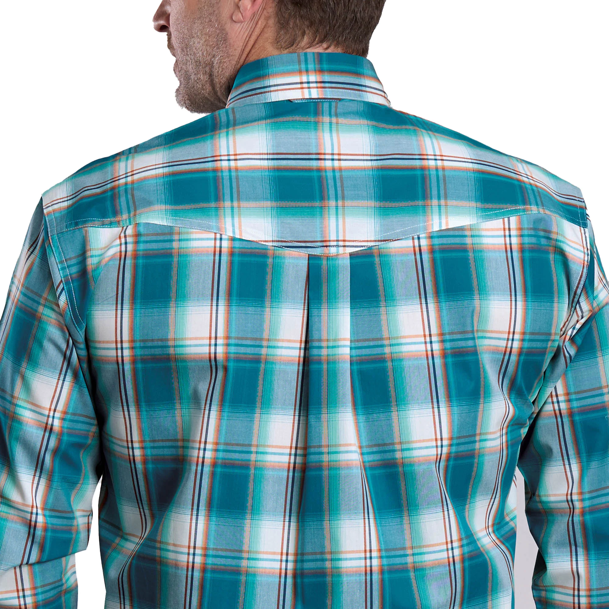 Roper Mens Amarillo Collection L/S Shirt (01378021) Plaid Blue - Image 3