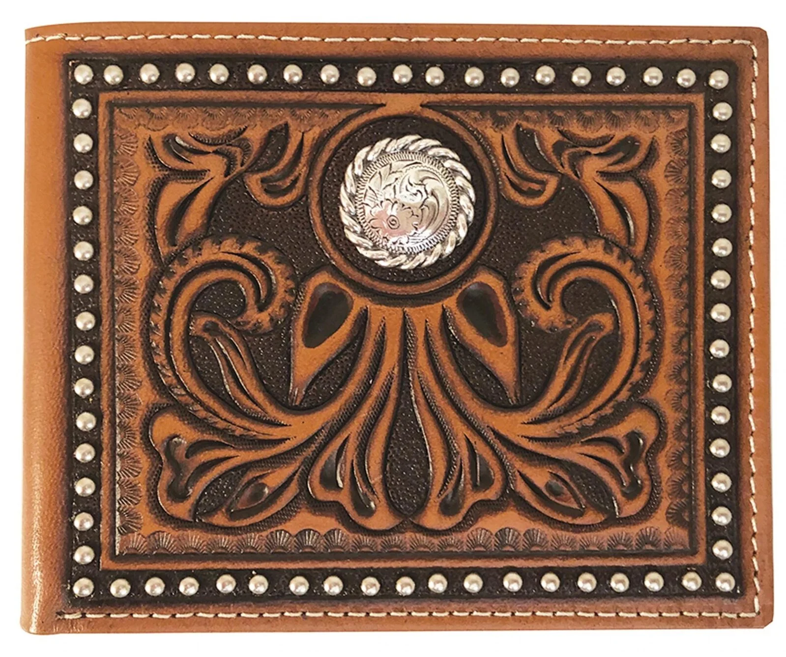 Roper Mens Bi-Fold Wallet (8137100) Tooled Leather Tan