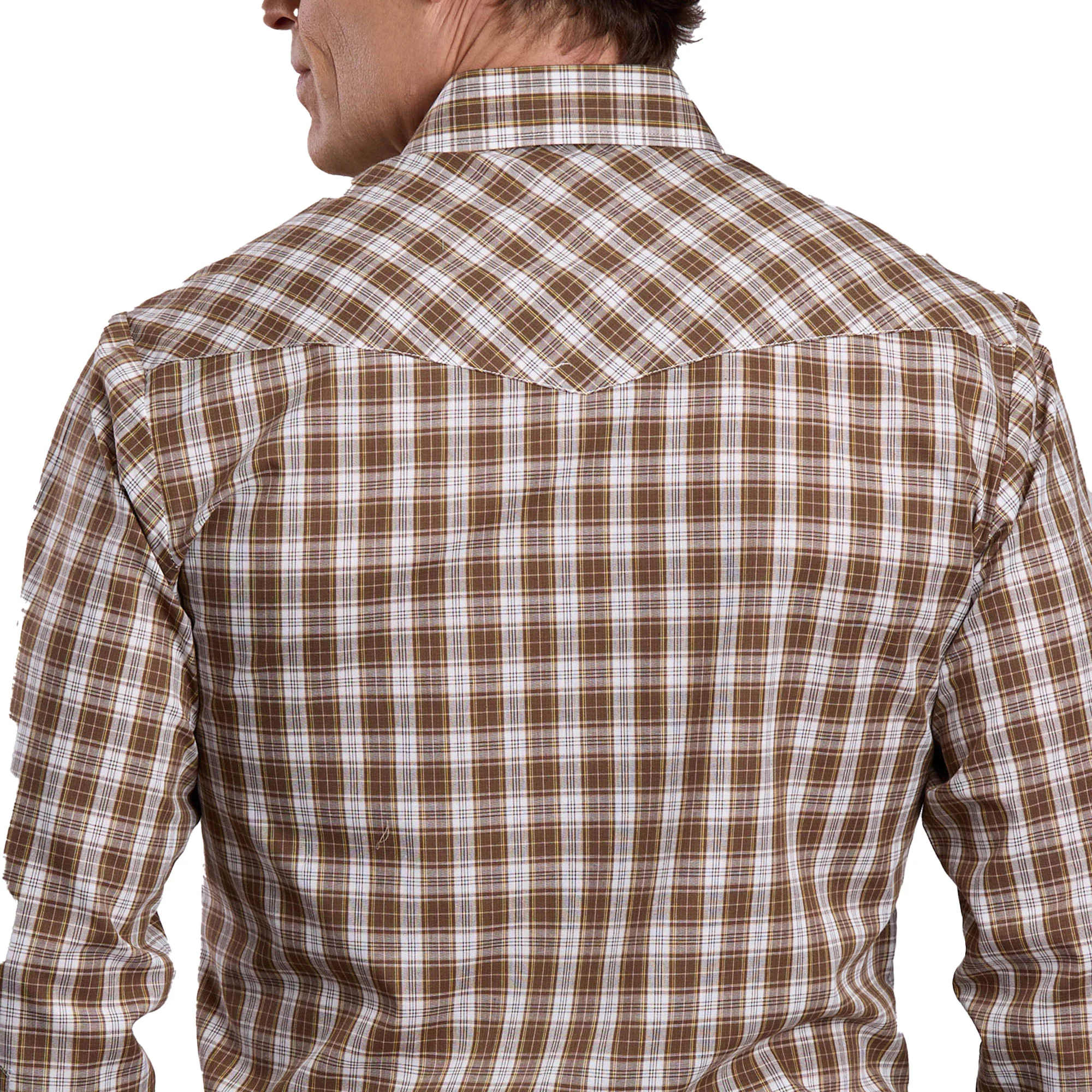 Roper Mens Karman Classic 55/45 Collection L/S Shirt (01101027) Plaid Brown - Image 3