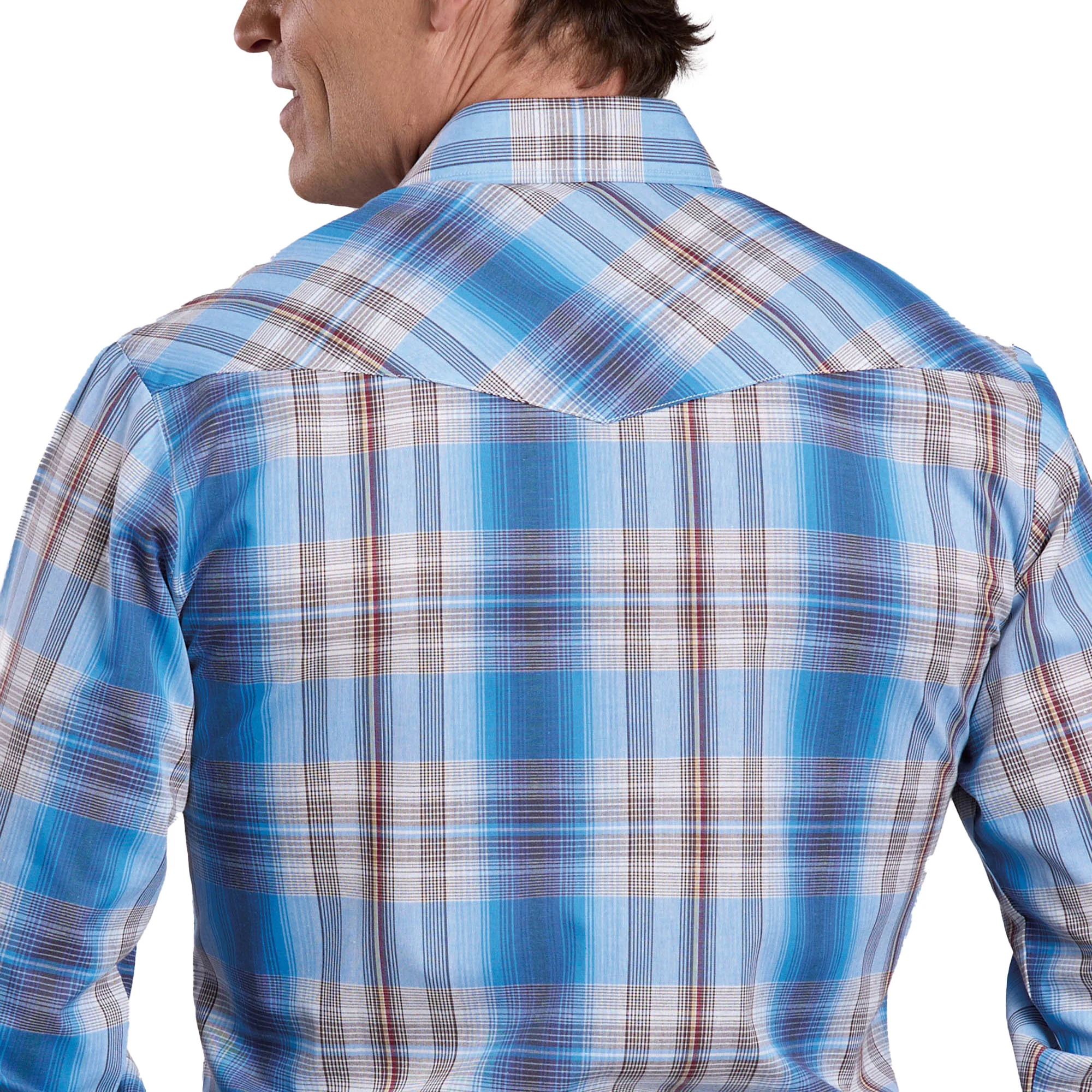 Roper Mens Karman Classic 55/45 Collection L/S Shirt (01101220) Plaid Blue - Image 3