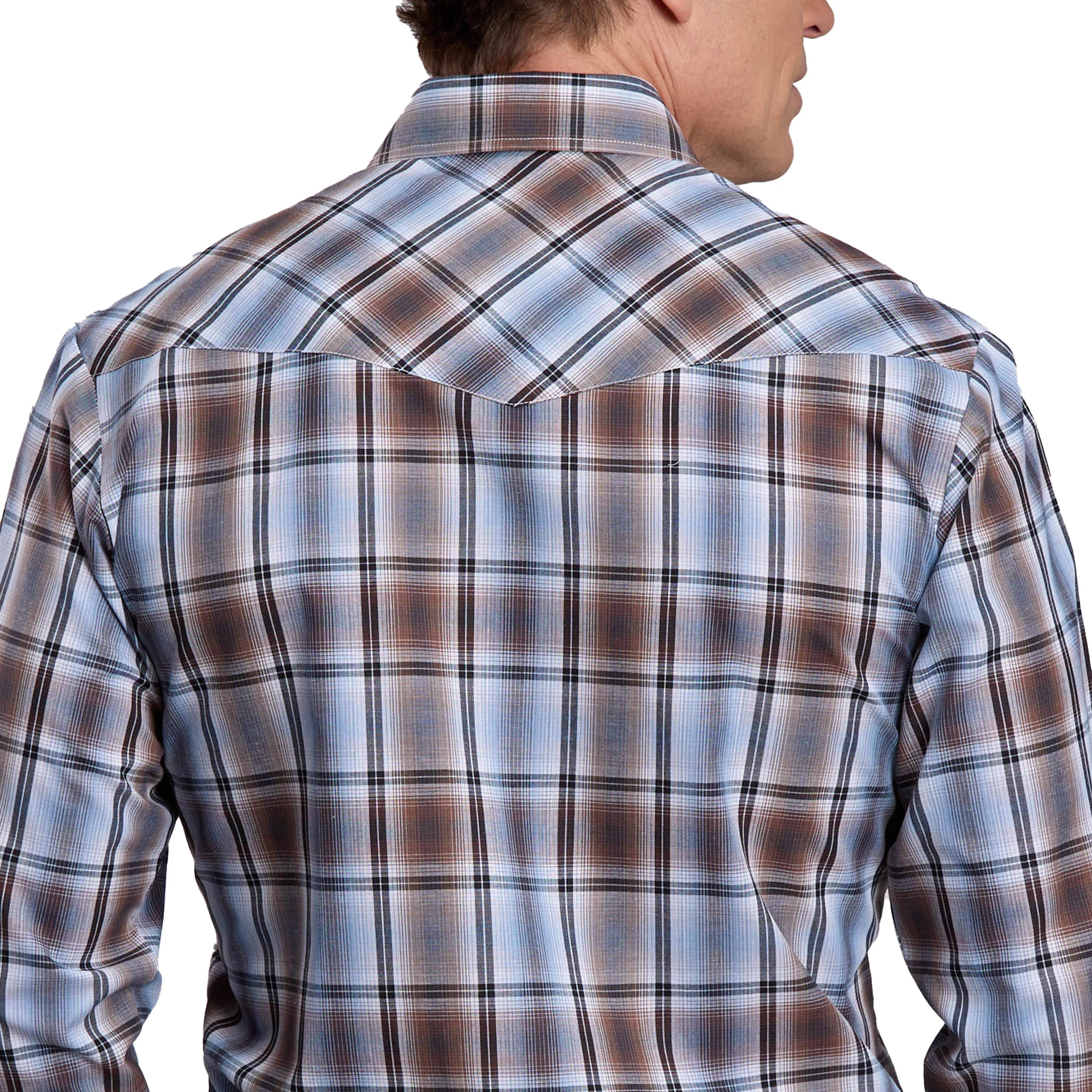 Roper Mens Karman Classic 55/45 Collection L/S Shirt (01101228) Plaid Brown - Image 2