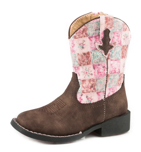Roper Toddler Floral Shine Western Boots (17226046) Brown/Pink - Image 2