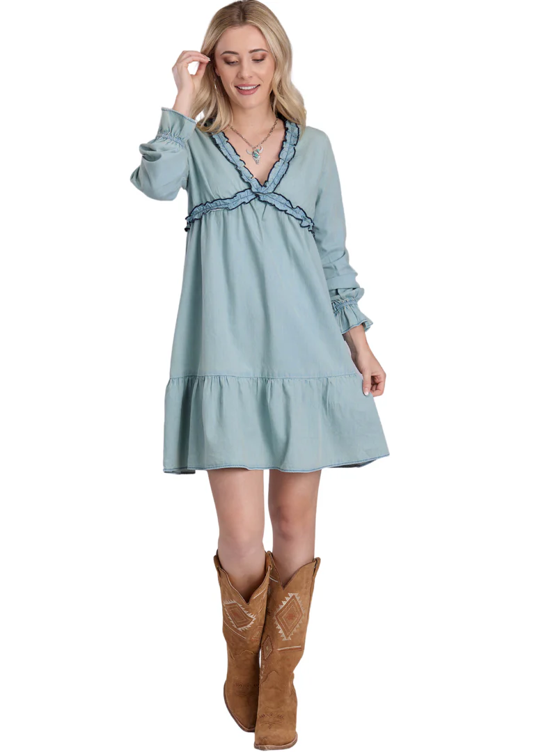 Roper Womens Five Star Collection L/S Dress (57594082) Solid Blue [SD]