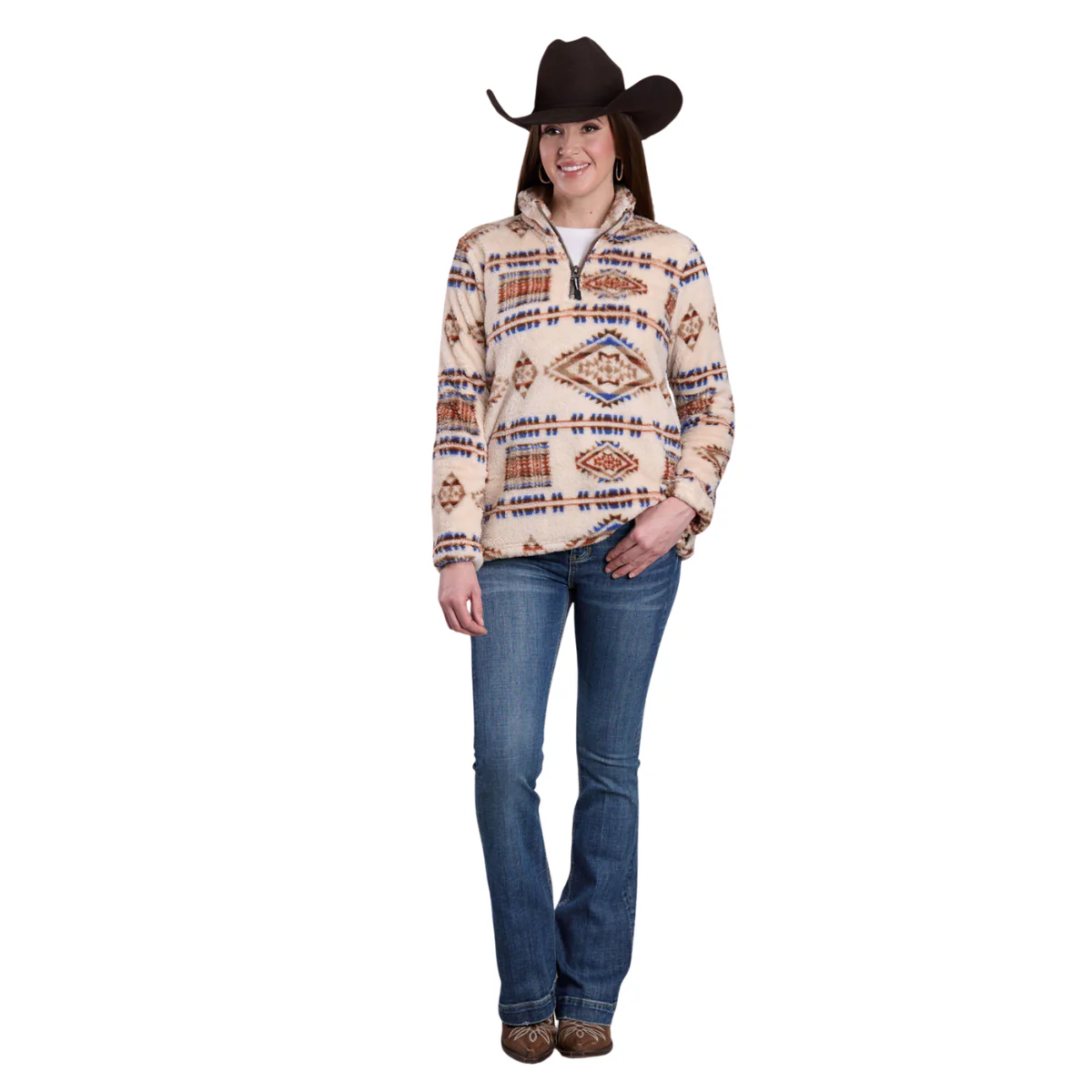 Roper Womens L/S Pullover (98250120) Brown - Image 3