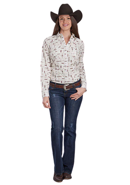 Roper Womens Vintage Collection L/S Shirt (50486202) Print Brown [SD] - Image 3