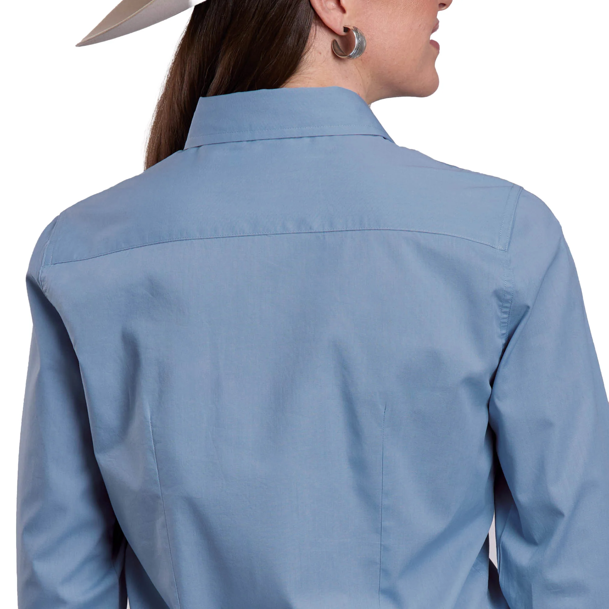 Roper Womens West Made Collection L/S Shirt (50060320) Solid Blue - Image 2