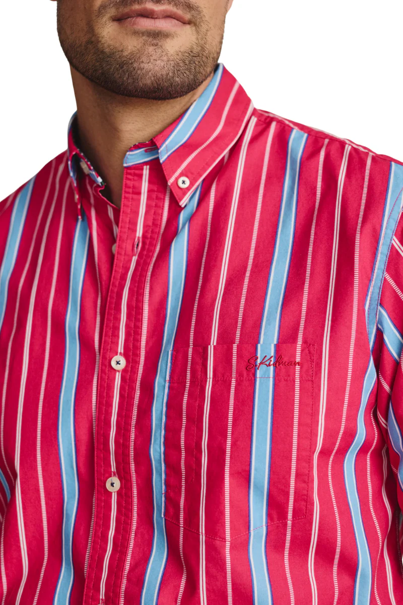 S.Kidman Mens Aberdeen Full Button L/S Dress Shirt (1SHM00084) Pink - Image 3