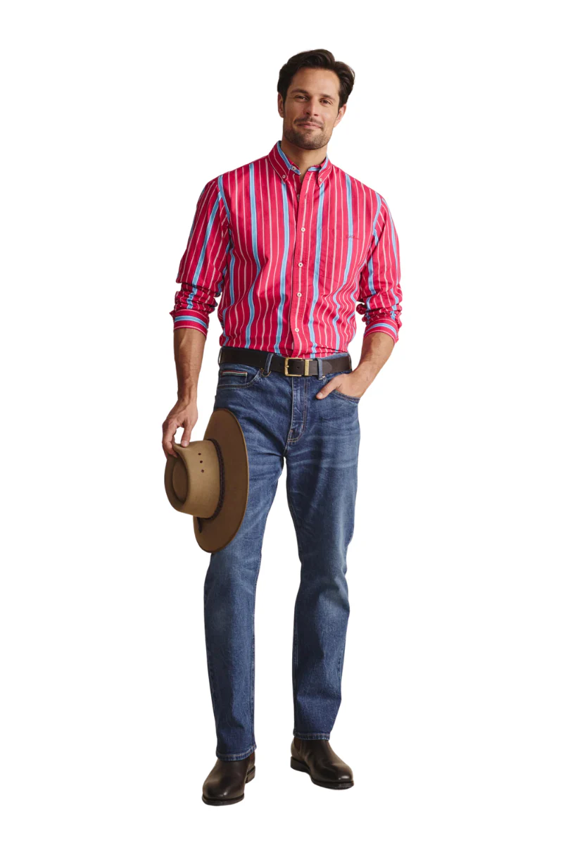 S.Kidman Mens Aberdeen Full Button L/S Dress Shirt (1SHM00084) Pink - Image 5