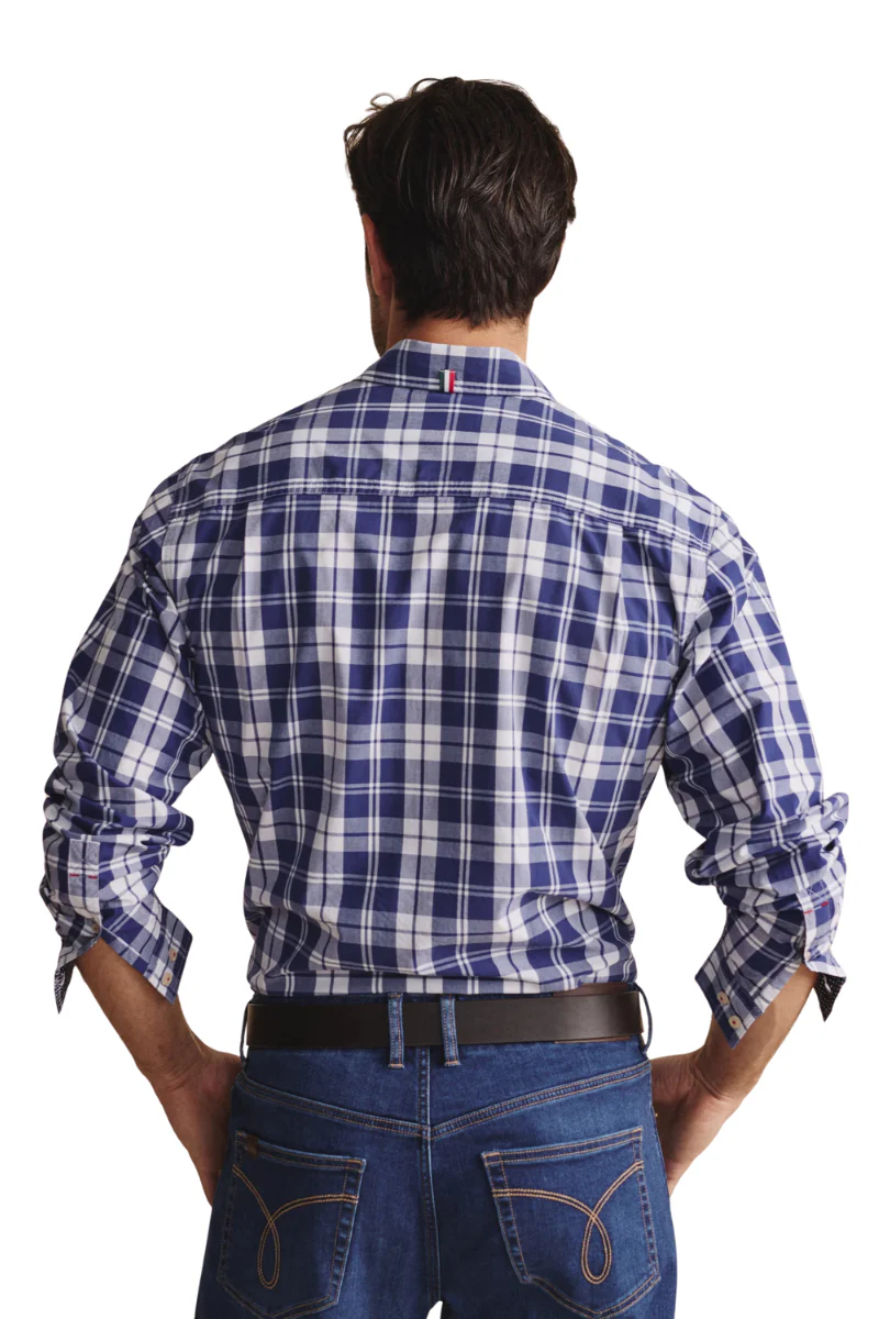 S.Kidman Mens Aberdeen Full Button L/S Print Shirt (1SHM00082) Indigo - Image 2
