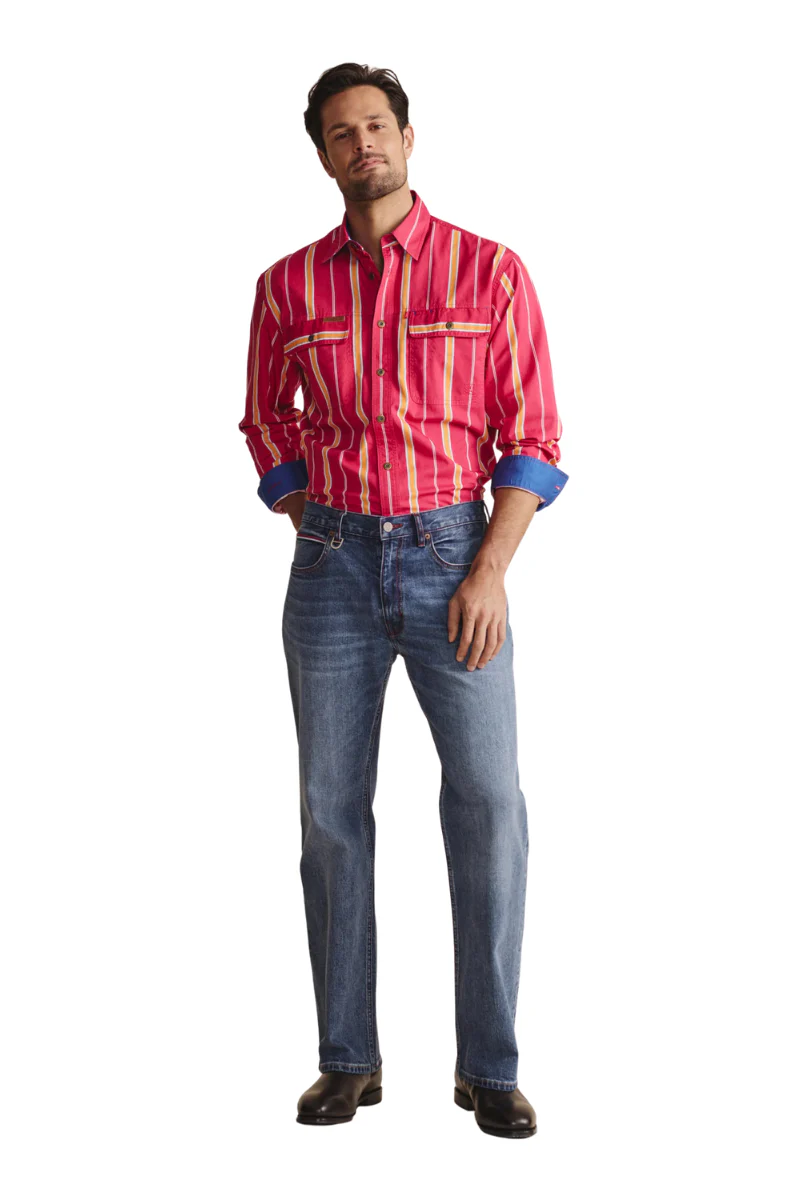 S.Kidman Mens Armstrong Full Button L/S Print Shirt (1SHM00110) Pink - Image 4