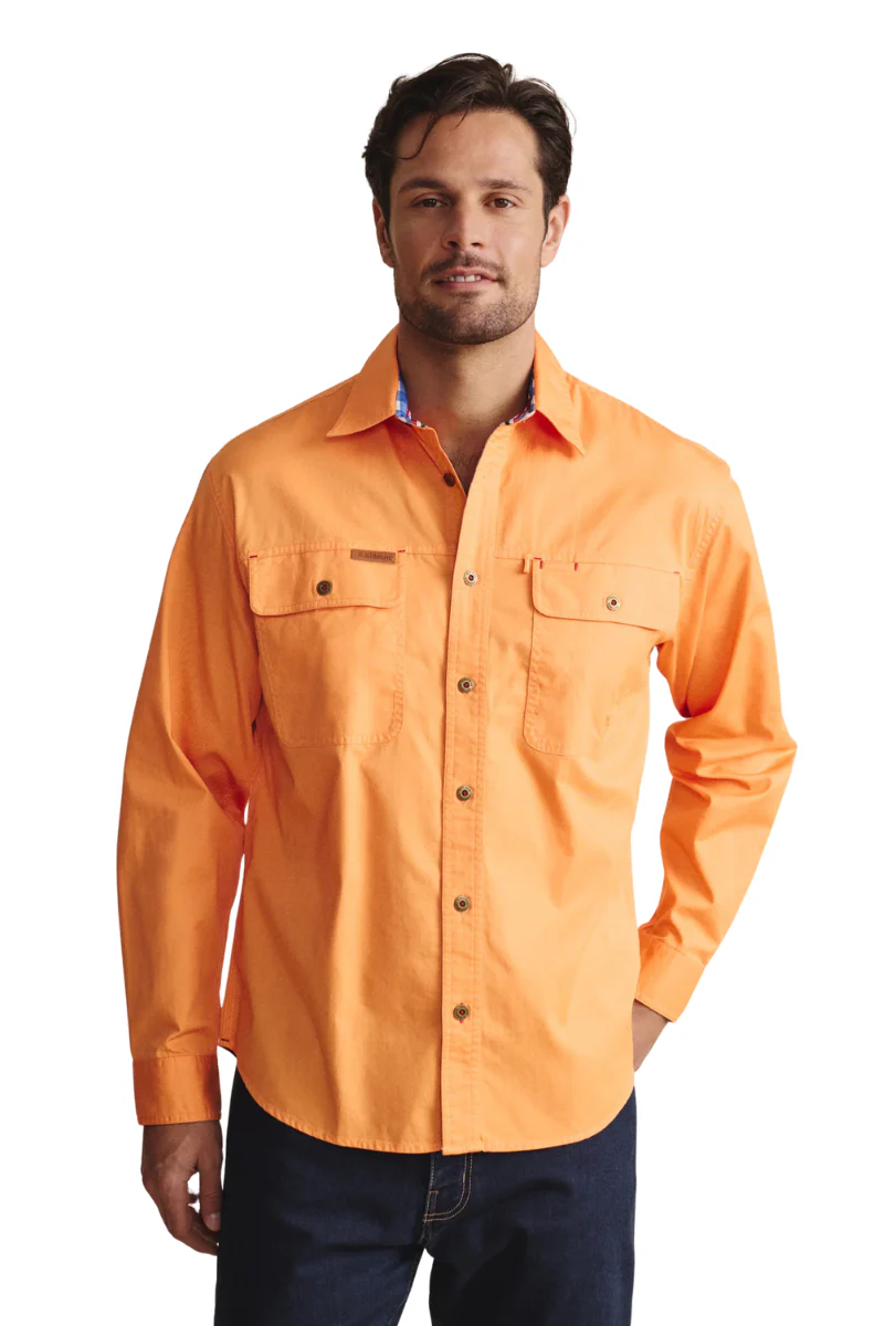 S.Kidman Mens Armstrong Full Button L/S Work Shirt (1SHM00114) Orange - Image 2