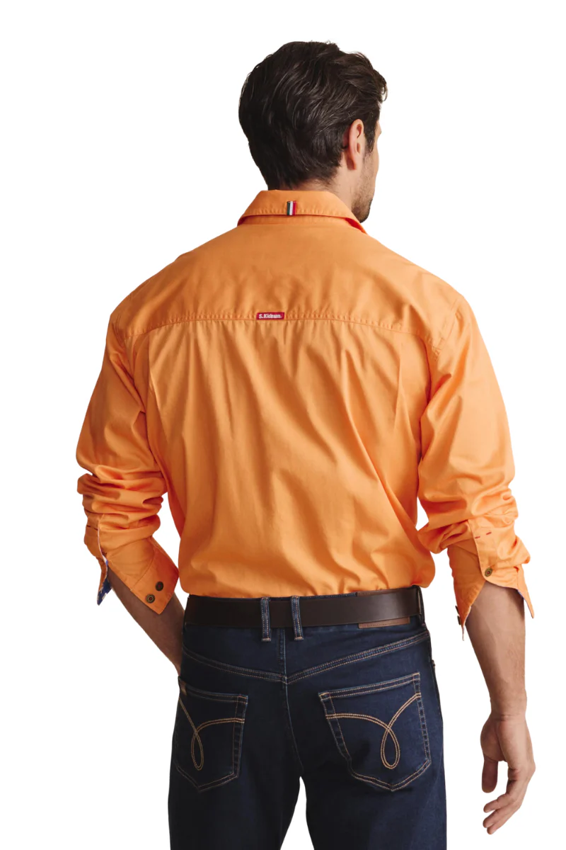 S.Kidman Mens Armstrong Full Button L/S Work Shirt (1SHM00114) Orange - Image 3