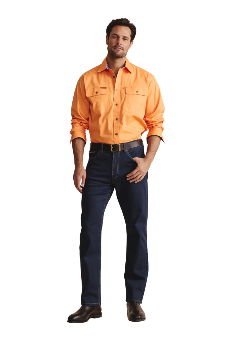 S.Kidman Mens Armstrong Full Button L/S Work Shirt (1SHM00114) Orange - Image 4