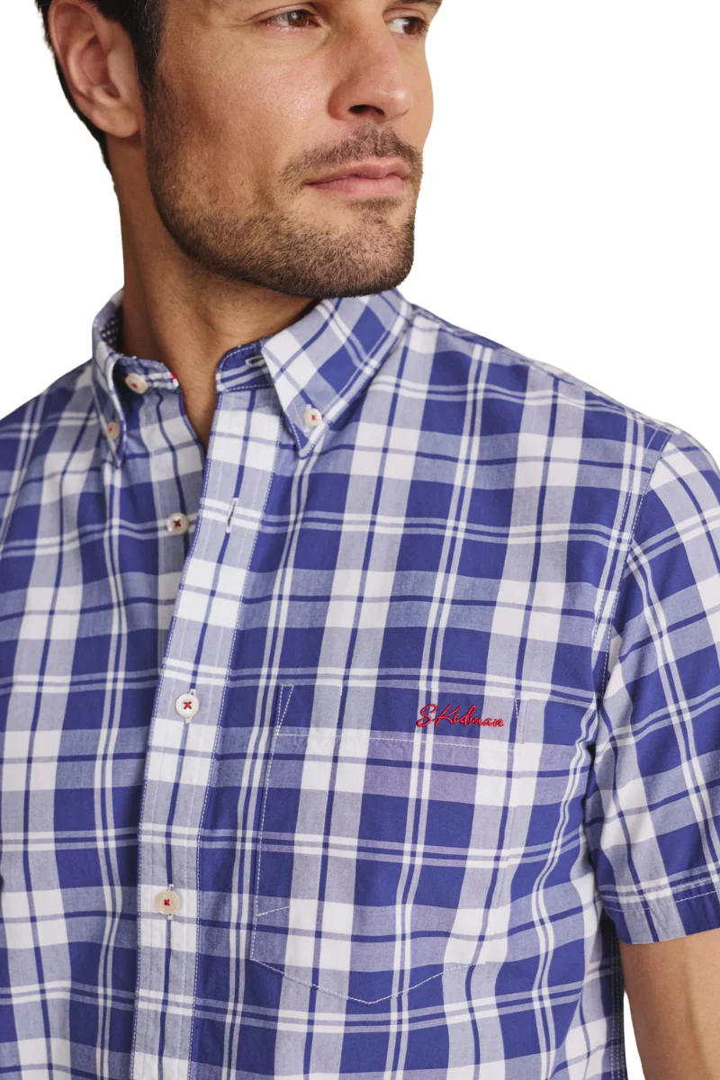 S.Kidman Mens Cooper Full Button S/S Print Shirt (1SHM00086) Indigo - Image 3