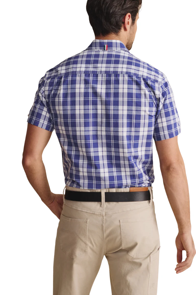 S.Kidman Mens Cooper Full Button S/S Print Shirt (1SHM00086) Indigo - Image 4
