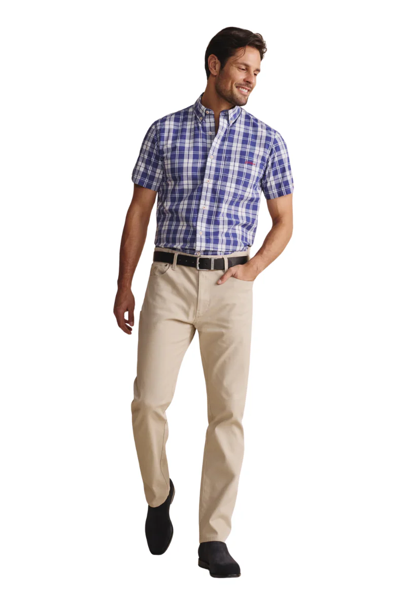 S.Kidman Mens Cooper Full Button S/S Print Shirt (1SHM00086) Indigo - Image 5