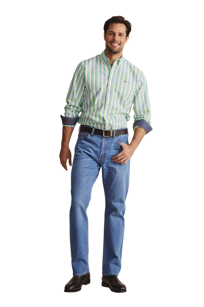 S.Kidman Mens Dexter Full Button L/S Print Shirt (1SHM00005) Green - Image 2