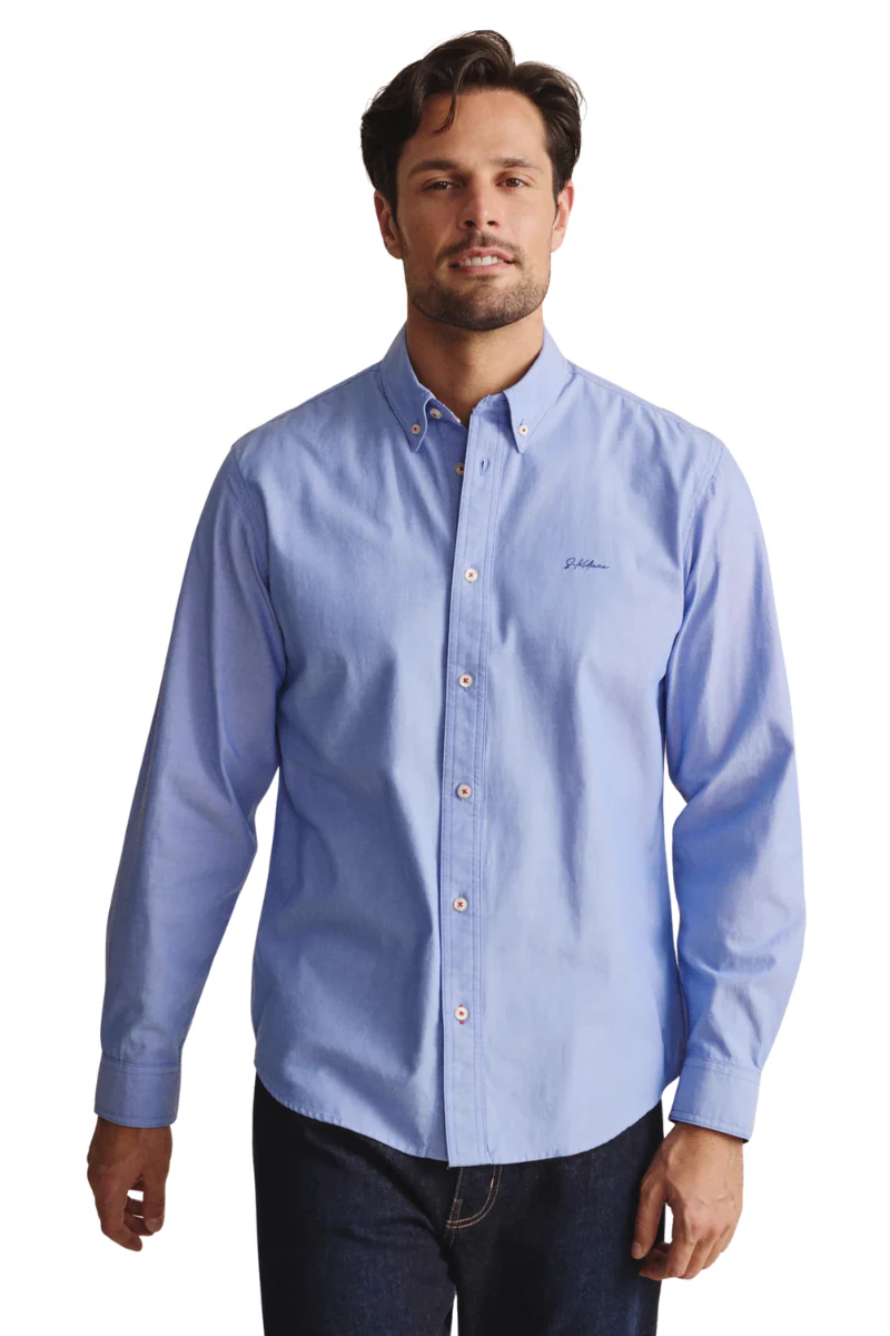 S.Kidman Mens Galston Full Button L/S Dress Shirt (1SHM00006) Blue - Image 2