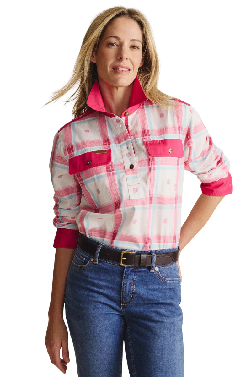S.Kidman Womens Camfield Full Button L/S Print Shirt (1SHW00029) Pink - Image 5