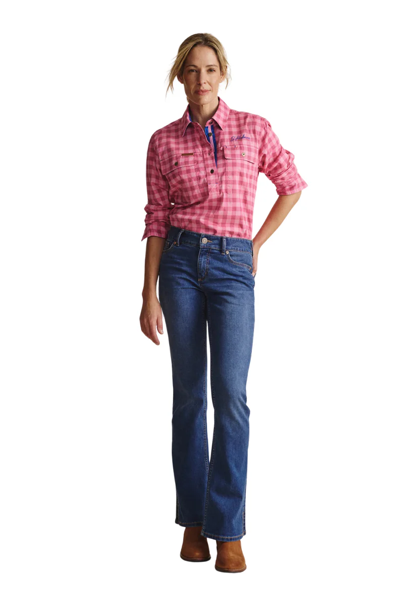 S.Kidman Womens Camfield Half Button L/S Print Shirt (1SHW00083) Pink - Image 4