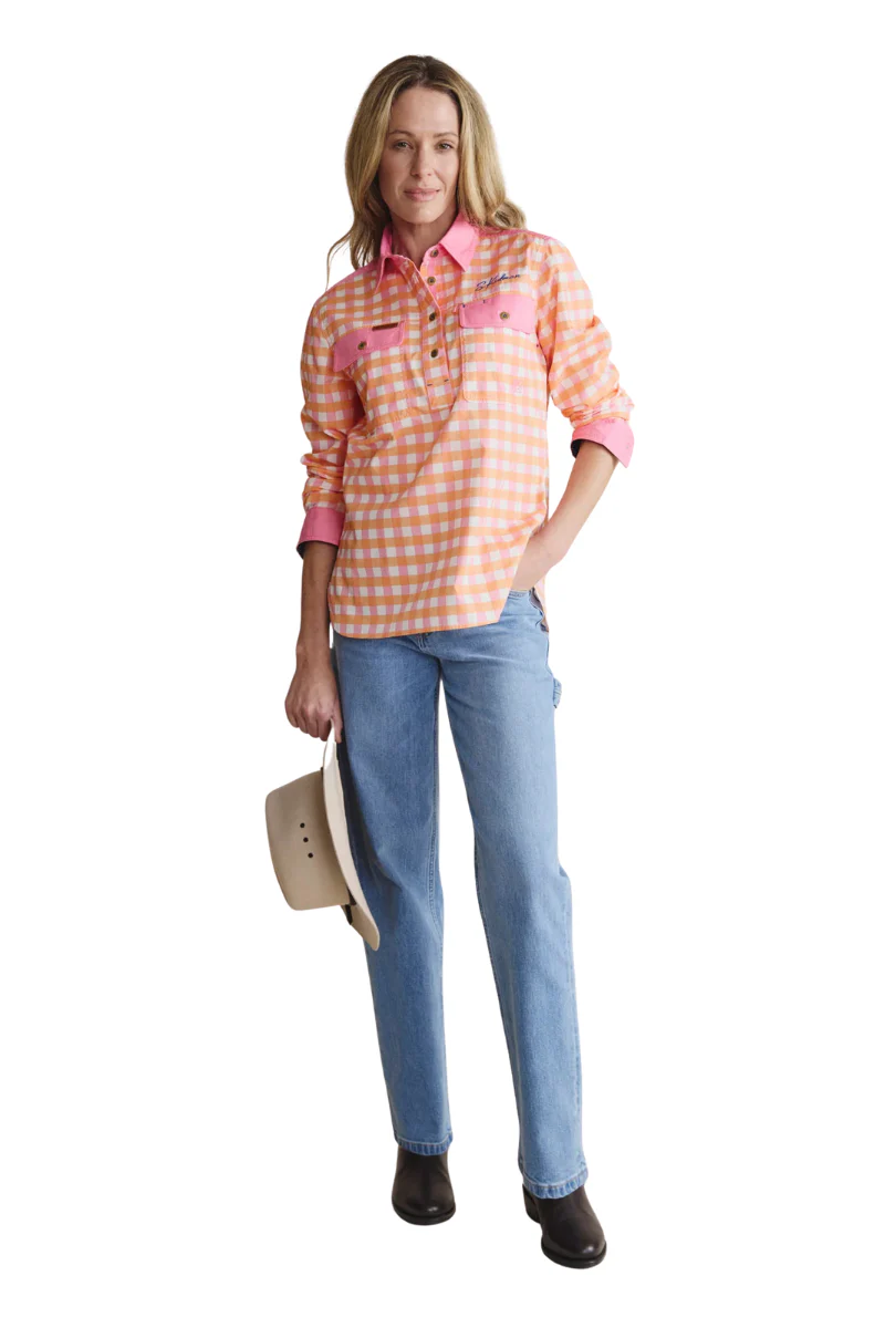 S.Kidman Womens Camfield Half Button L/S Print Shirt (1SHW00126) Pale Pink - Image 4