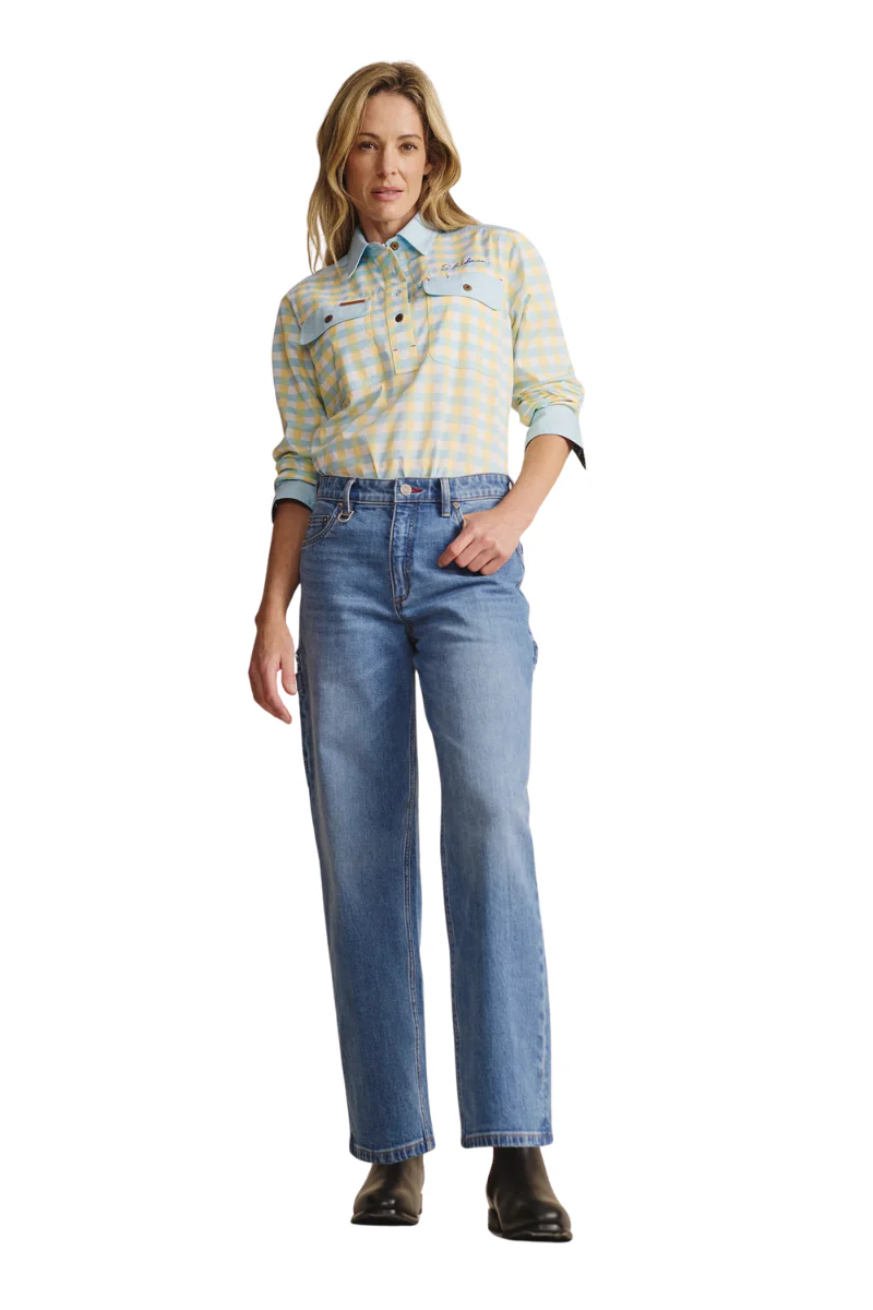 S.Kidman Womens Camfield Half Button L/S Print Shirt (1SHW00126) Sky Blue - Image 4