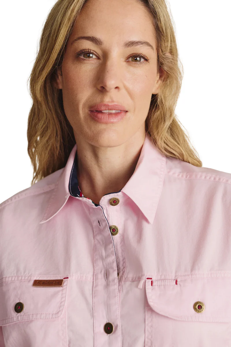 S.Kidman Womens Camfield Half Button L/S Work Shirt (1SHW00133) Pale Pink - Image 2