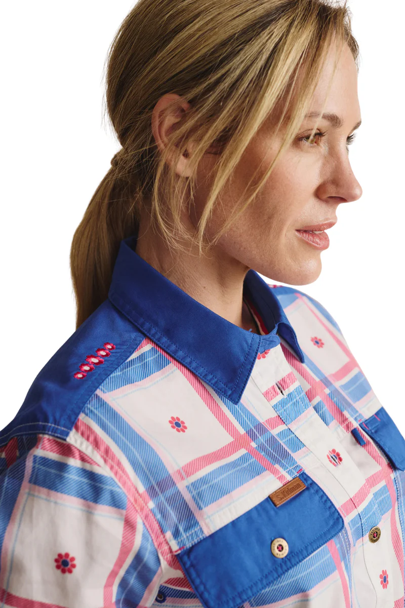 S.Kidman Womens Spencer Full Button L/S Print Shirt (1SHW00028) Mid Blue - Image 2