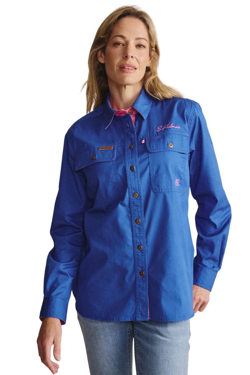 S.Kidman Womens Spencer Full Button L/S Work Shirt (1SHW00030) Mid Blue
