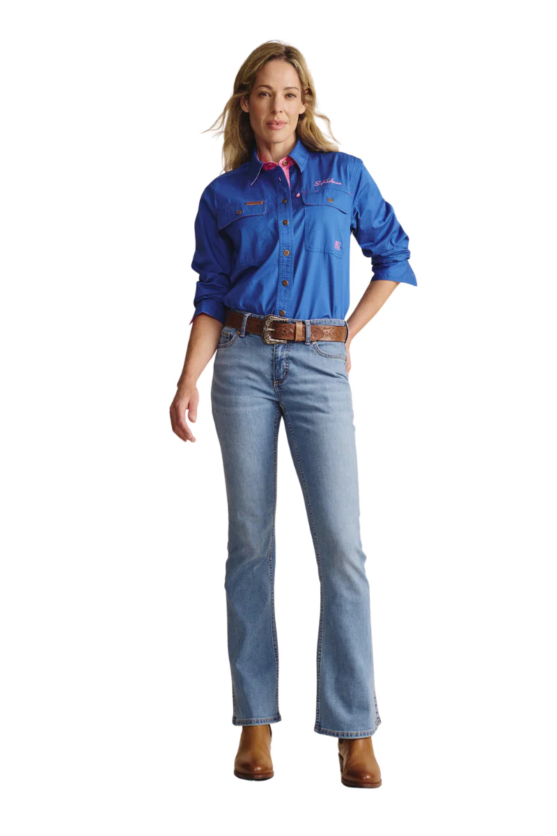 S.Kidman Womens Spencer Full Button L/S Work Shirt (1SHW00030) Mid Blue - Image 2